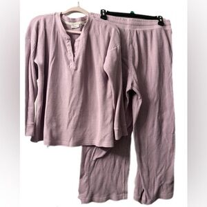 L.L. Bean Lilac Waffle Knit Pajamas XL